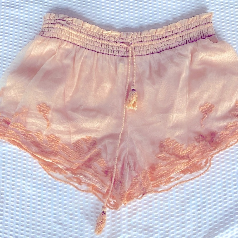 Anthropologie E by Eloise Orange Lace High-Rise Pajama Shorts – Size Small